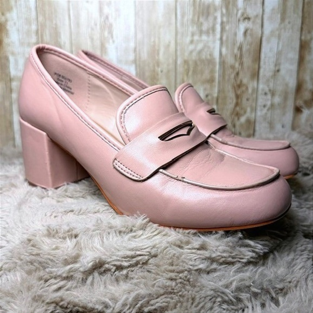 Journee Collection Liyla Tru Comfort Foam Heeled Blush Loafers 7.5 Block Heel